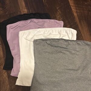 Set of Four Tube Tops in Black, Purple, White, and Gray